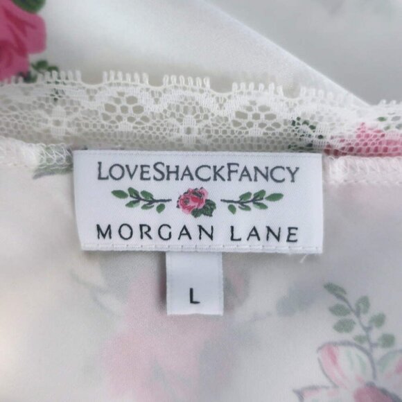 LoveShackFancy x Morgan Lane Stella Slip Dress White Floral Satin Size Large - Picture 7 of 9